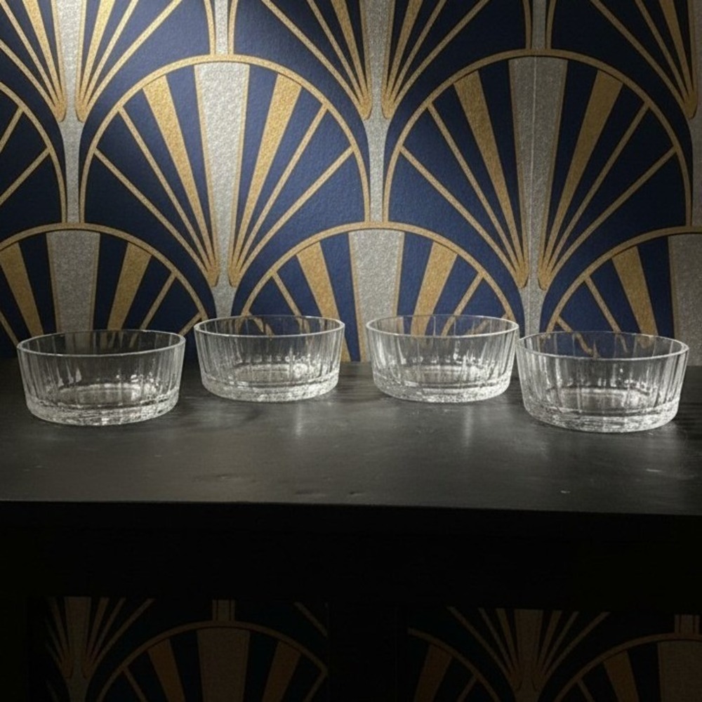 Pasabache Clear Cut‎ Glass Dessert Bowls, Set of 4, Vintage Turkish Dinnerware